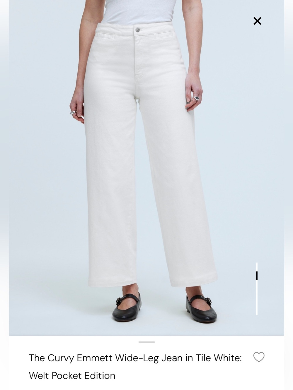 The Curvy Emmett Wide-Leg Jean in Tile White: Welt Pocket Edition